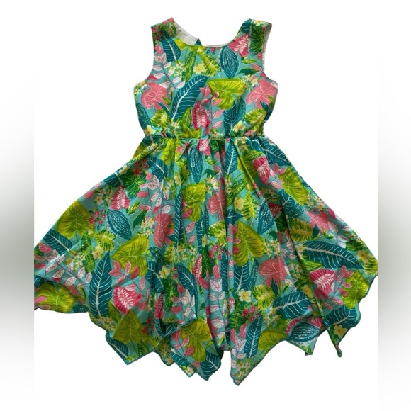 Tommy Bahama Sleeveless Asymmetrical Hem Lined  Back Cut Out Button Dress Sz 3T - Picture 5 of 7
